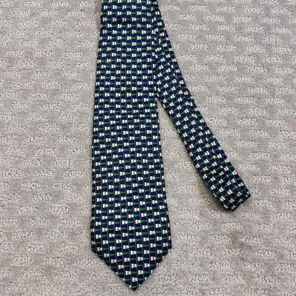 Lancel Paris Men's Necktie Nautical, Anchor Boat Silk Flag